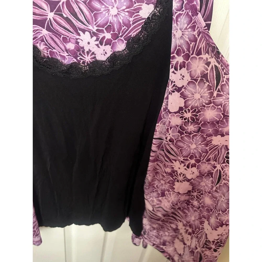 Women ladies Jaclyn smith XL purple floral cardigan + built-in cami blouse top - Picture 6 of 8